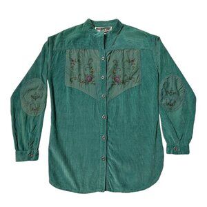 70s Vintage Radley of London Corduroy Blouse Cross Stitch Embroidery Cottage.